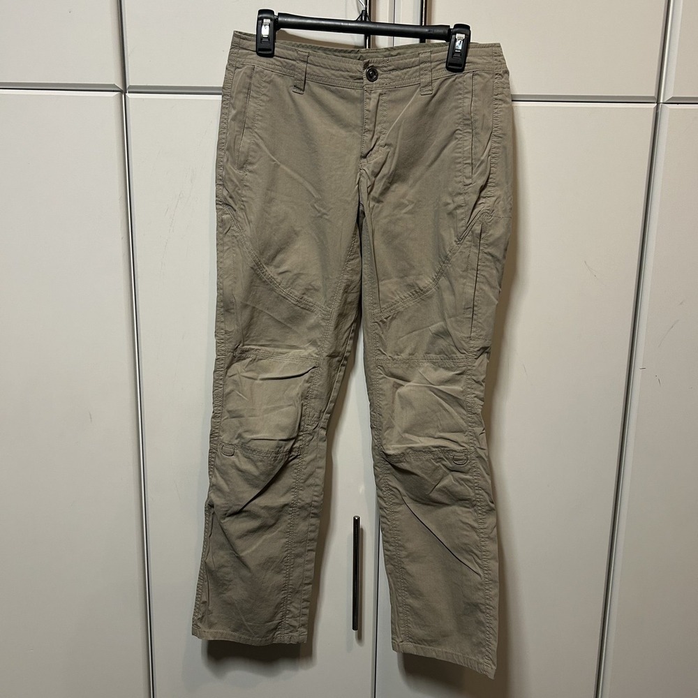 Kuhl Splash Straight Leg Hiking Pants Tan Khaki Womens 6 Short Articulated Knee